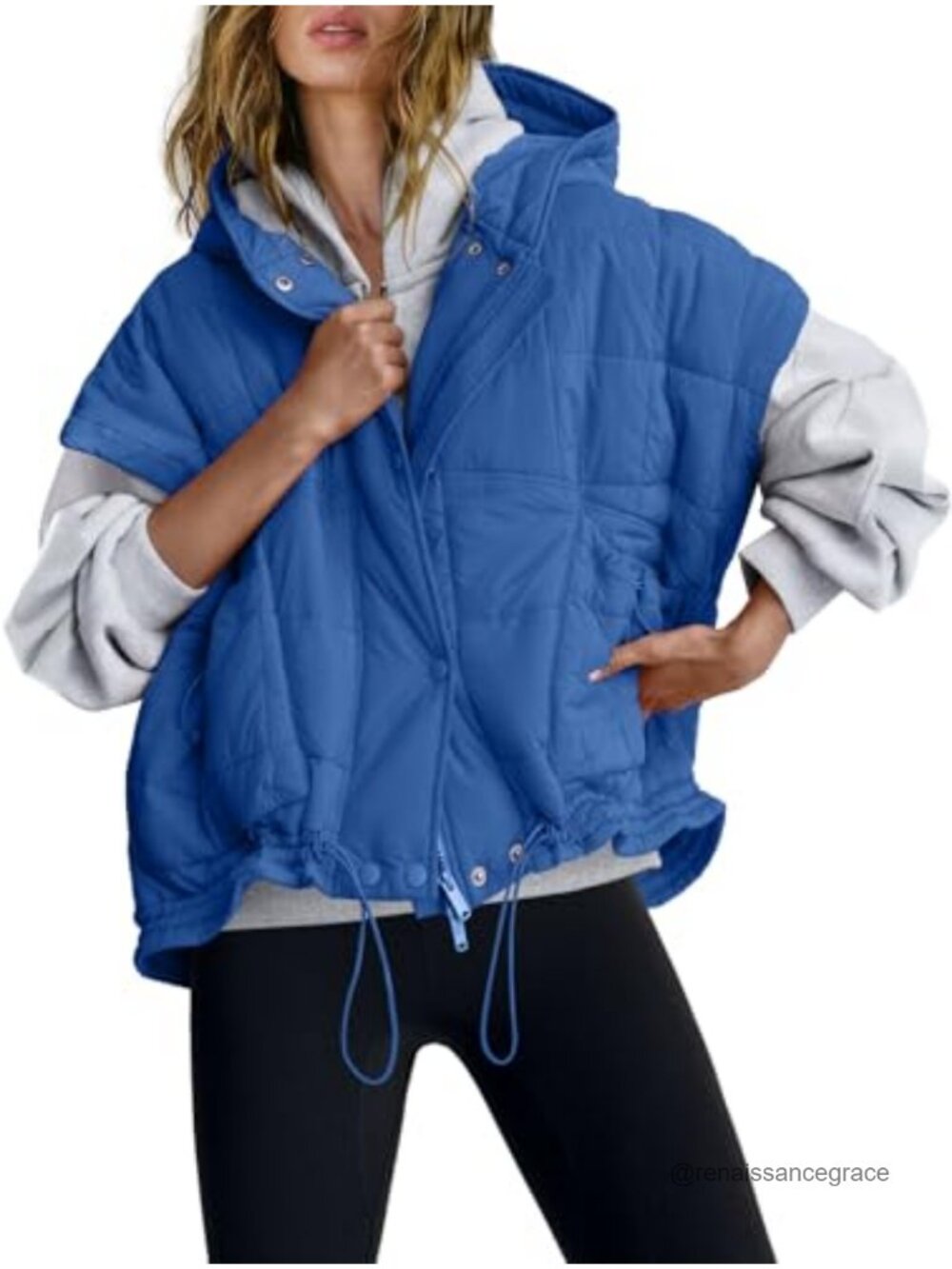Yanekop Cropped Puffer Vest Women Lightweight Quilted Jacket Oversized Poncho